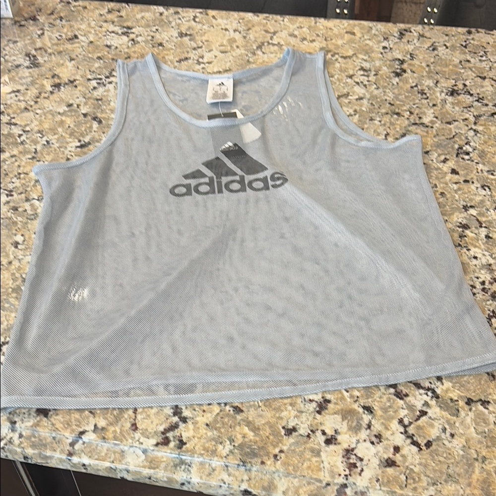 Adidas Silver TRG Bib size small training mesh NWT